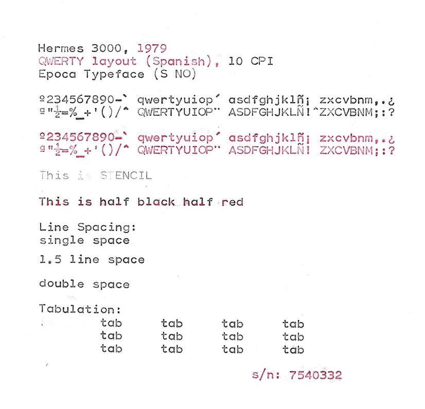 RARE Hermes 3000 Typewriter with Epoca Font, Qwerty Layout, New Platen, 1979, Fully Functional
