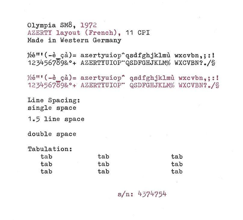 Olympia SM8 Typewriter with Azerty Layout, 1972, Made in Western Germany, Fully Working