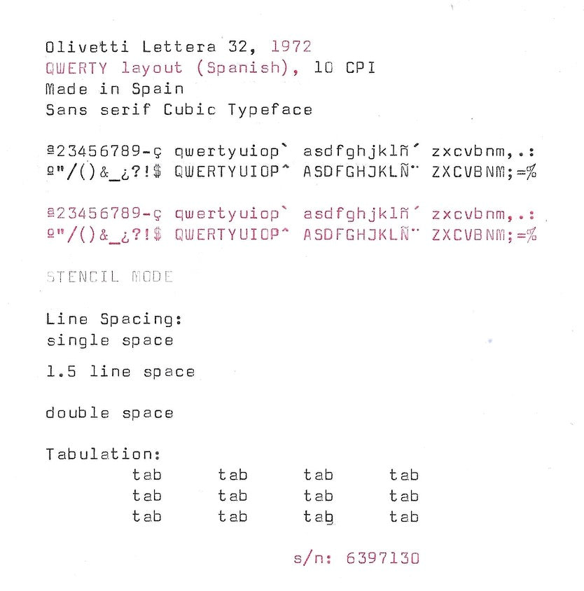 RARE Olivetti Lettera 32 Typewriter with Sans Serif Cubic Font and Qwerty Layout, 1972, Fully Functional