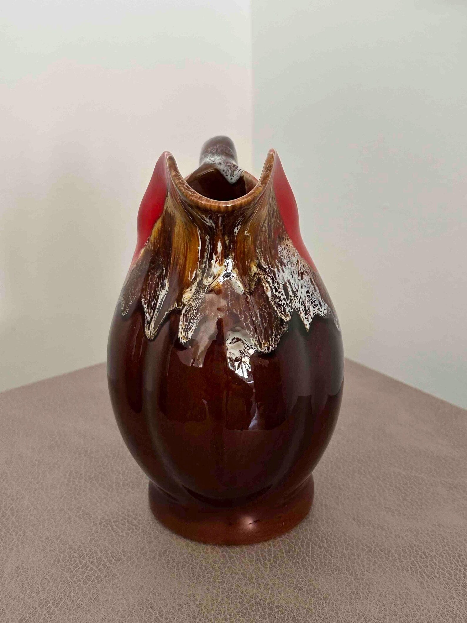 Vintage French  Vallauris Ceramic Pitcher with Lava Glaze