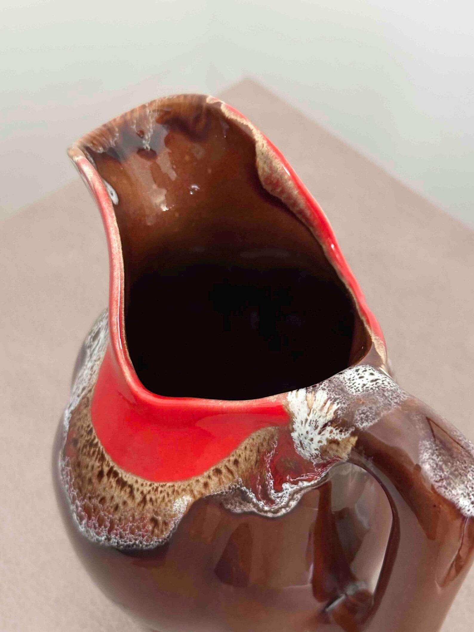 Vintage French  Vallauris Ceramic Pitcher with Lava Glaze