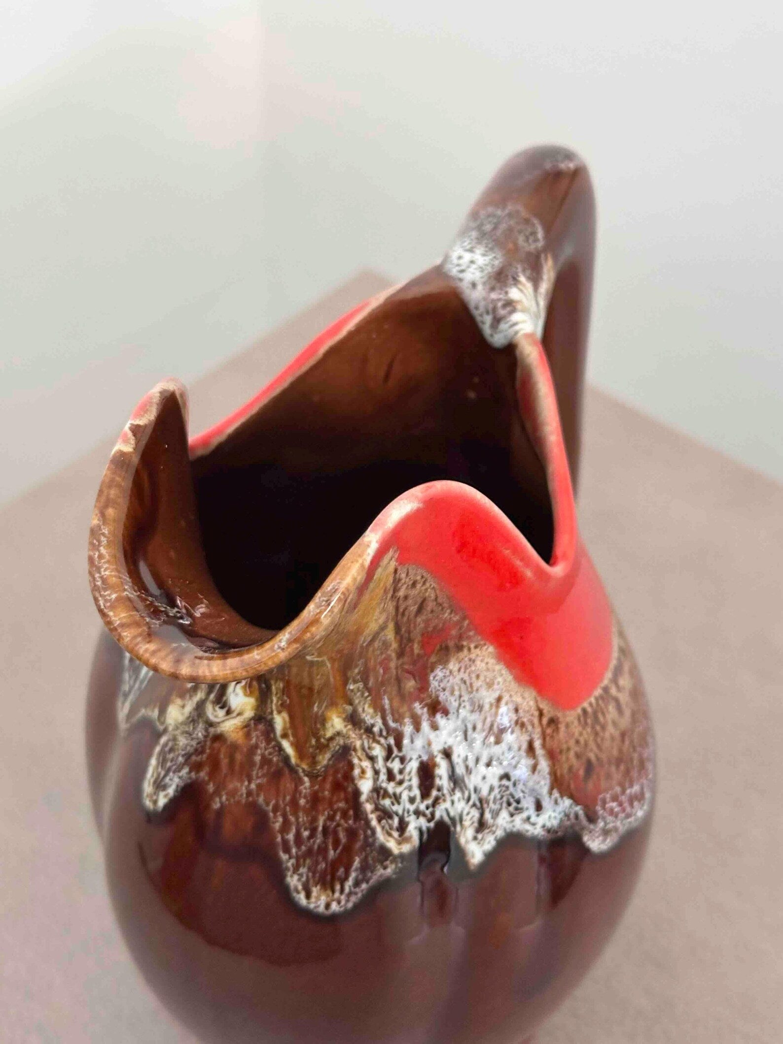 Vintage French  Vallauris Ceramic Pitcher with Lava Glaze
