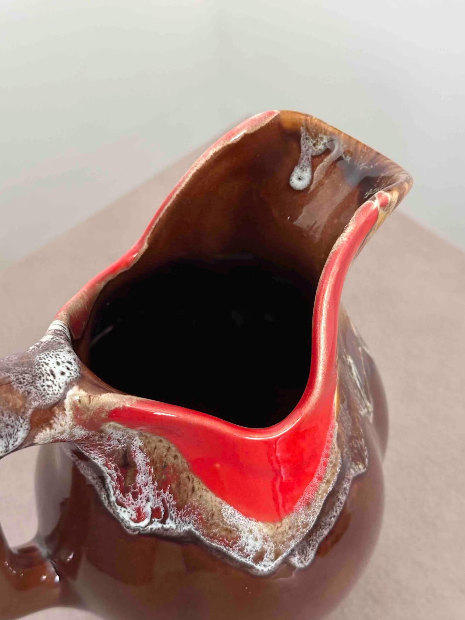 Vintage French  Vallauris Ceramic Pitcher with Lava Glaze
