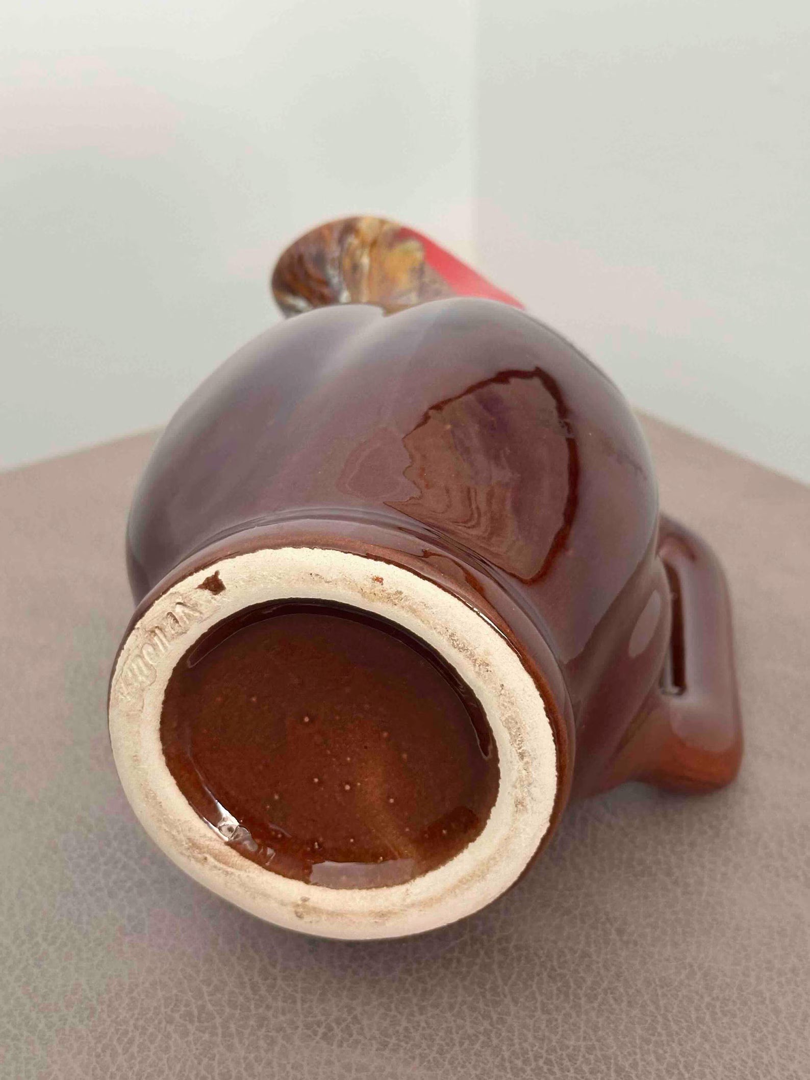 Vintage French  Vallauris Ceramic Pitcher with Lava Glaze