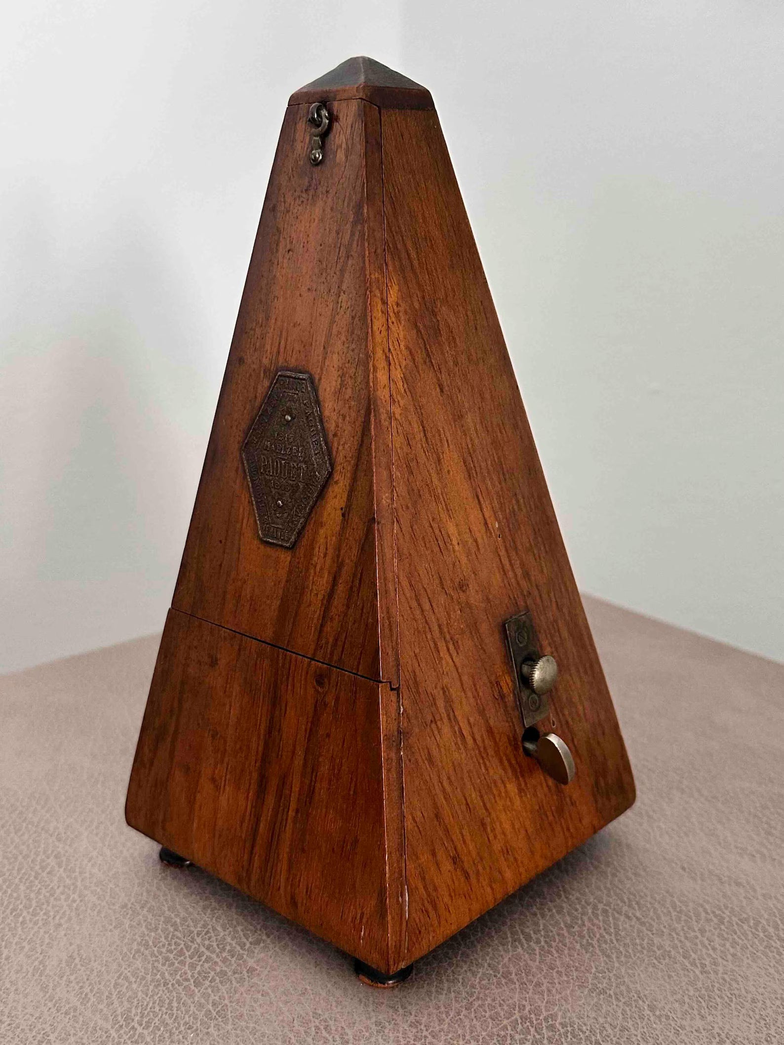 Antique French Maëlzel Paquet Metronome with Bell, 1920s, Mechanical Wind-Up, Fully Functional