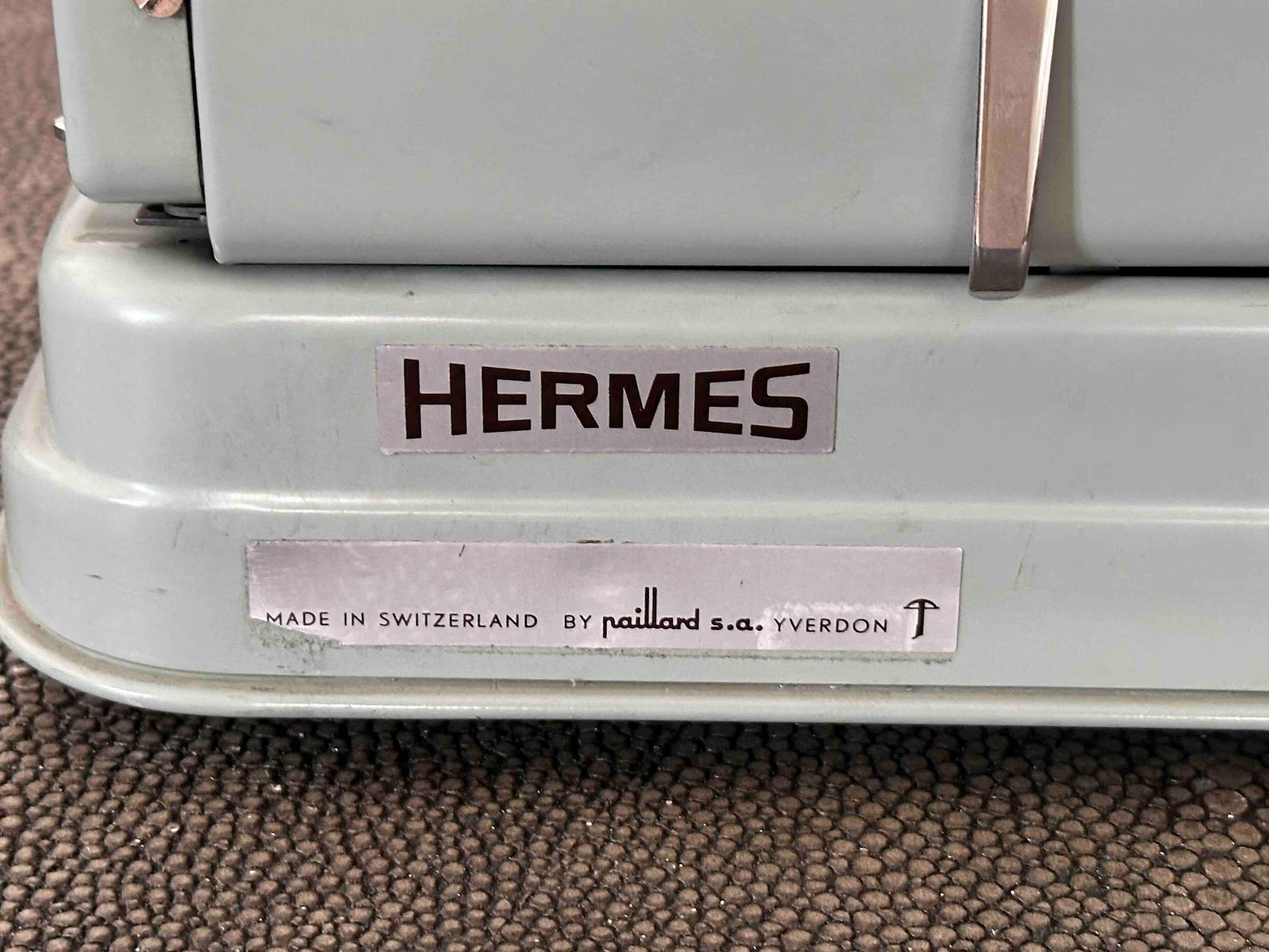 Hermes Media 3 Typewriter with Techno Pica Font, Azerty Layout, 1965, Made in Switzerland