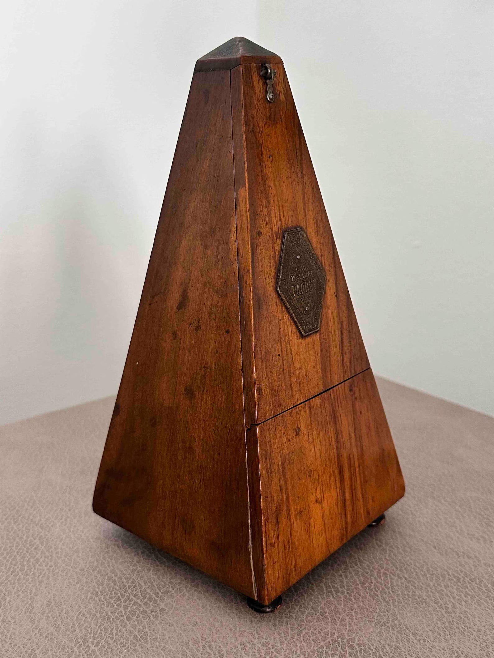 Antique French Maëlzel Paquet Metronome with Bell, 1920s, Mechanical Wind-Up, Fully Functional