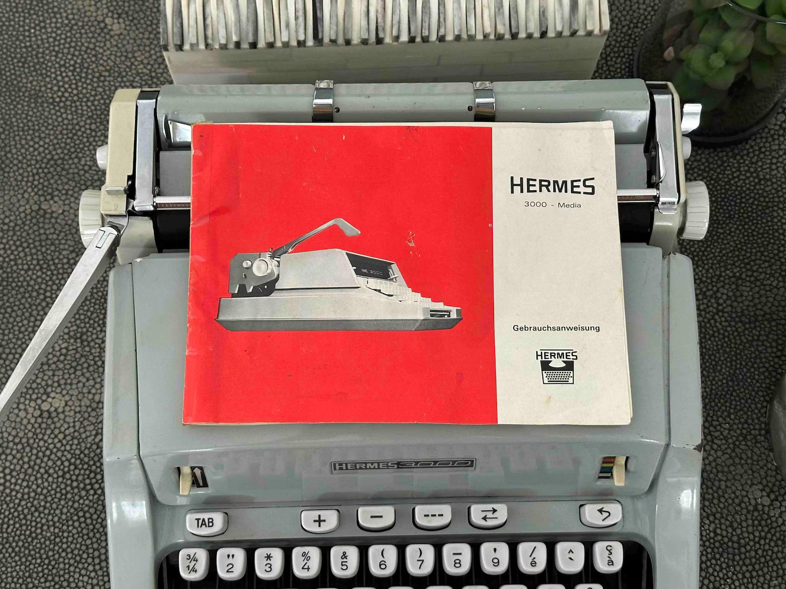 Hermes 3000 Typewriter with Qwertz Layout, 1968, Made in Switzerland, Fully Functional