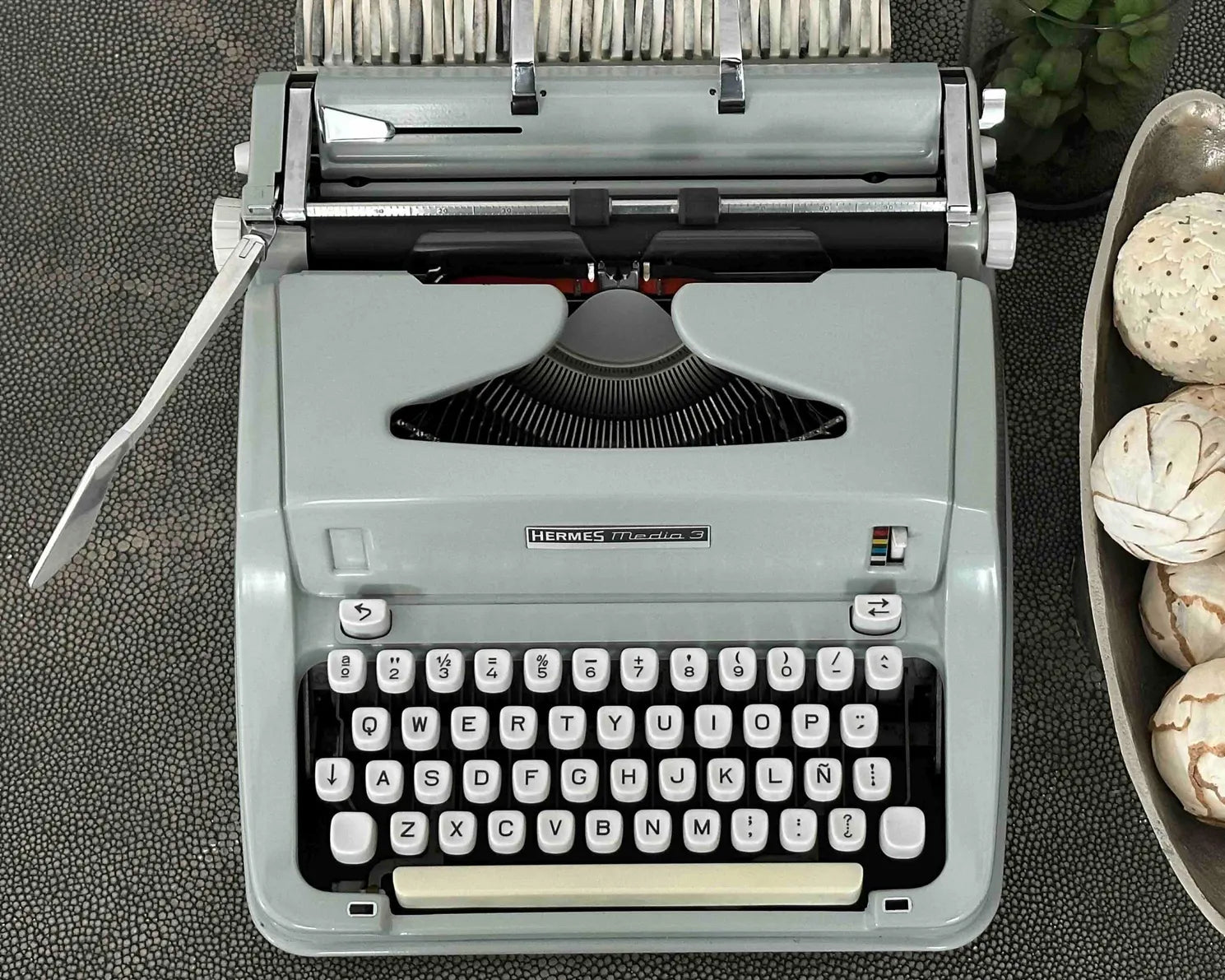 Hermes Media 3 Typewriter with Qwerty Layout and Techno Pica Font, 1969, Fully Functional