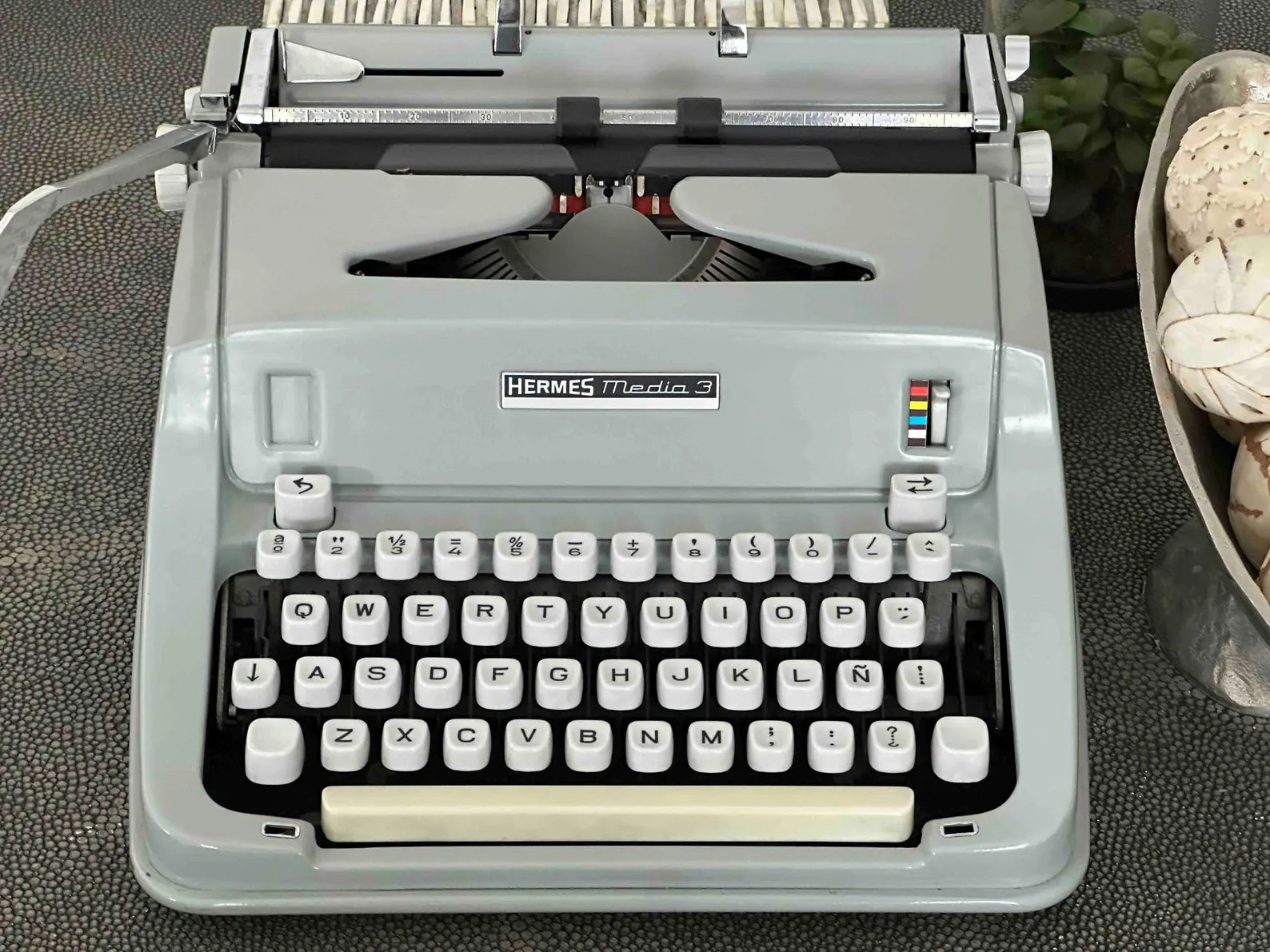 Hermes Media 3 Typewriter with Qwerty Layout and Techno Pica Font, 1969, Fully Functional