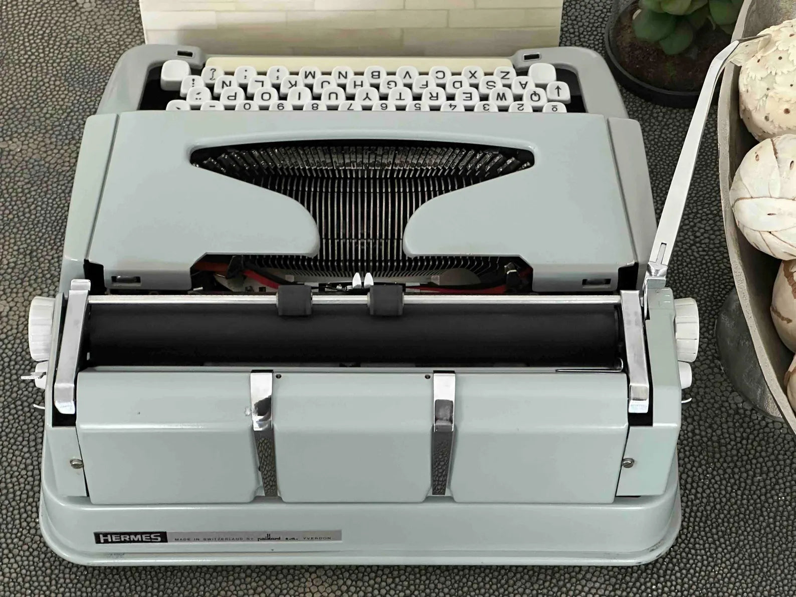 Hermes Media 3 Typewriter with Qwerty Layout and Techno Pica Font, 1969, Fully Functional