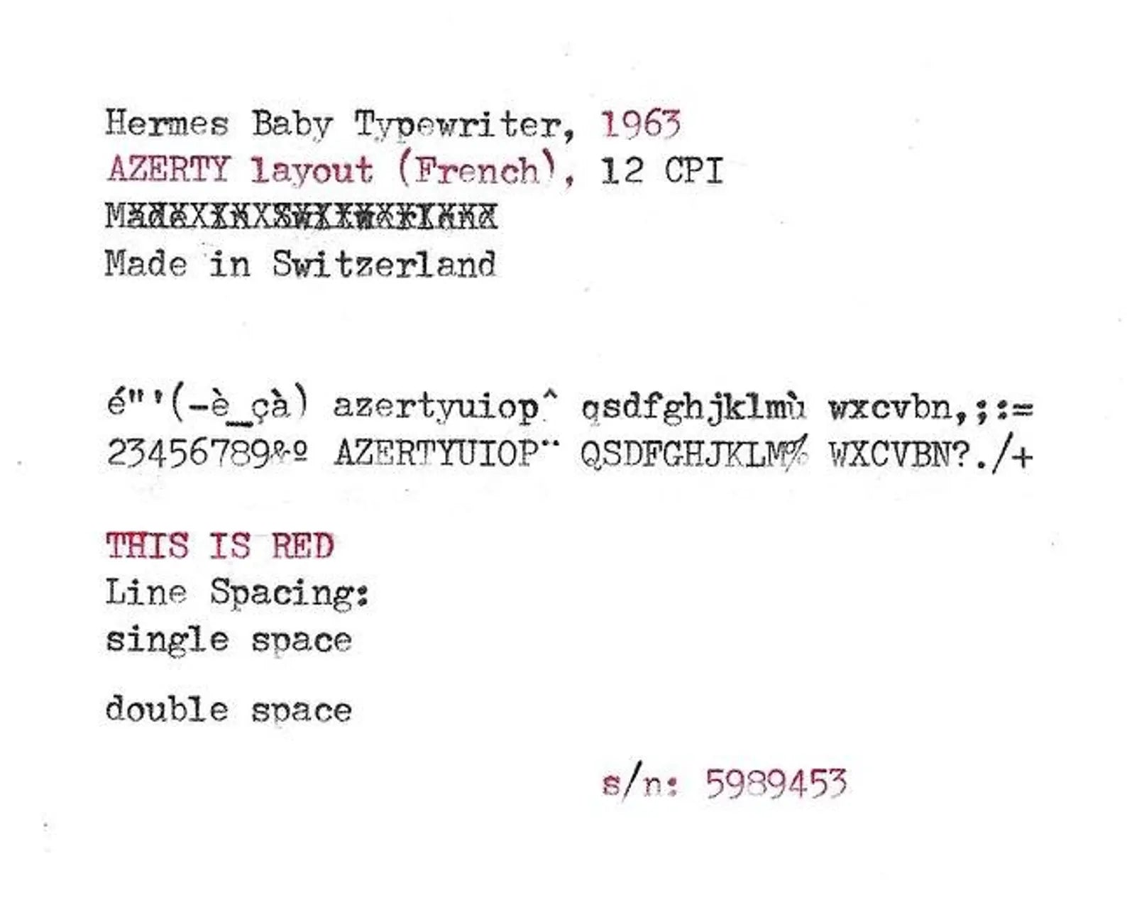 Hermes Baby Typewriter with Azerty Layout, 1963, Made in Switzerland, Fully Functional