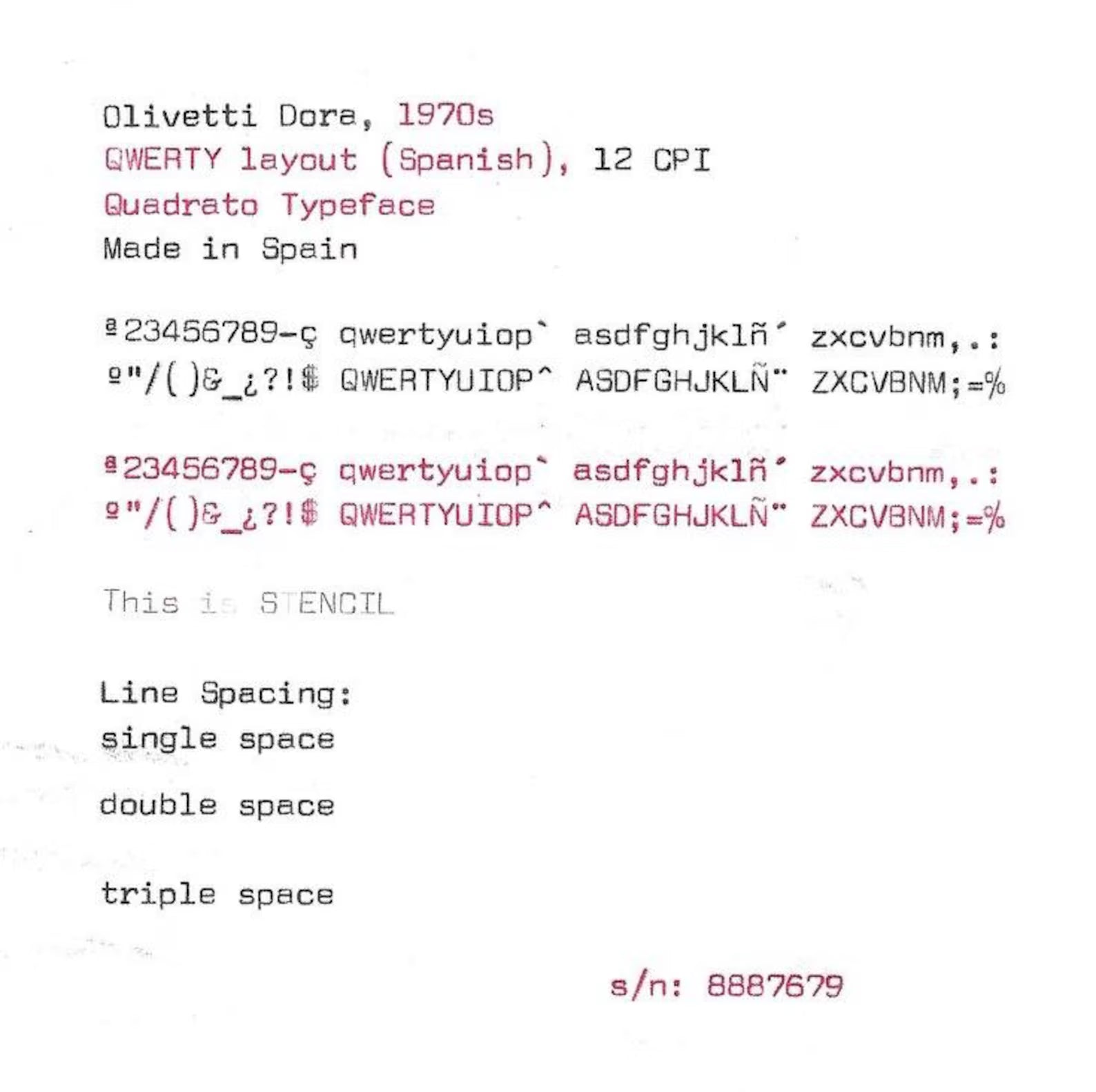 RARE Olivetti Dora Typewriter with Quadrato Font, Qwerty Layout, 1970s, Fully Functional
