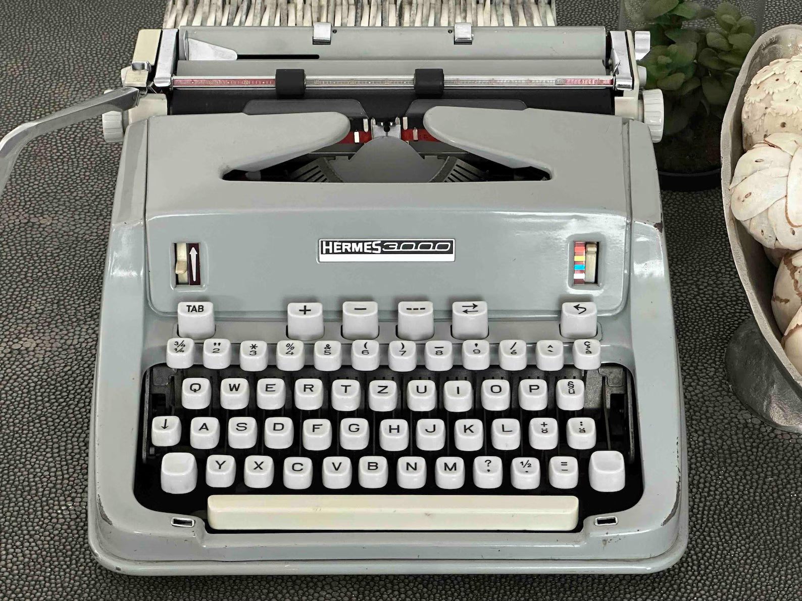 Hermes 3000 Typewriter with Qwertz Layout, 1968, Made in Switzerland, Fully Functional