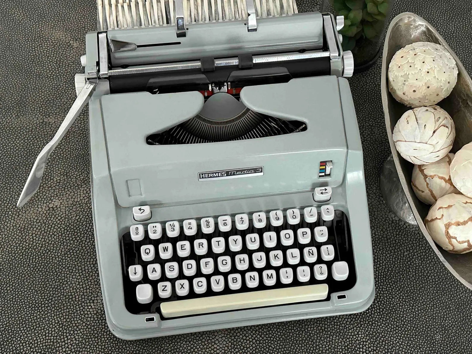 Hermes Media 3 Typewriter with Qwerty Layout and Techno Pica Font, 1969, Fully Functional