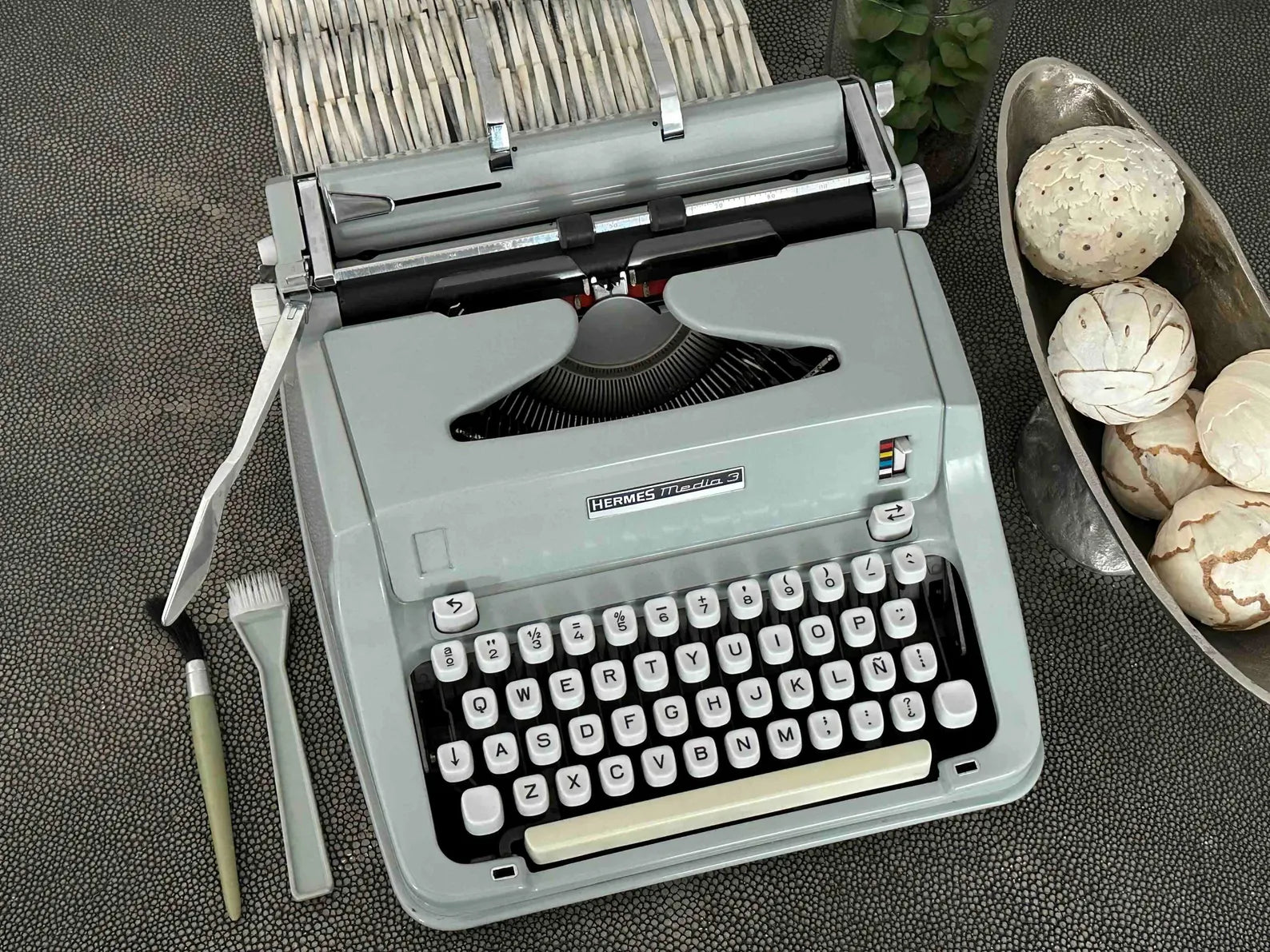 Hermes Media 3 Typewriter with Qwerty Layout and Techno Pica Font, 1969, Fully Functional