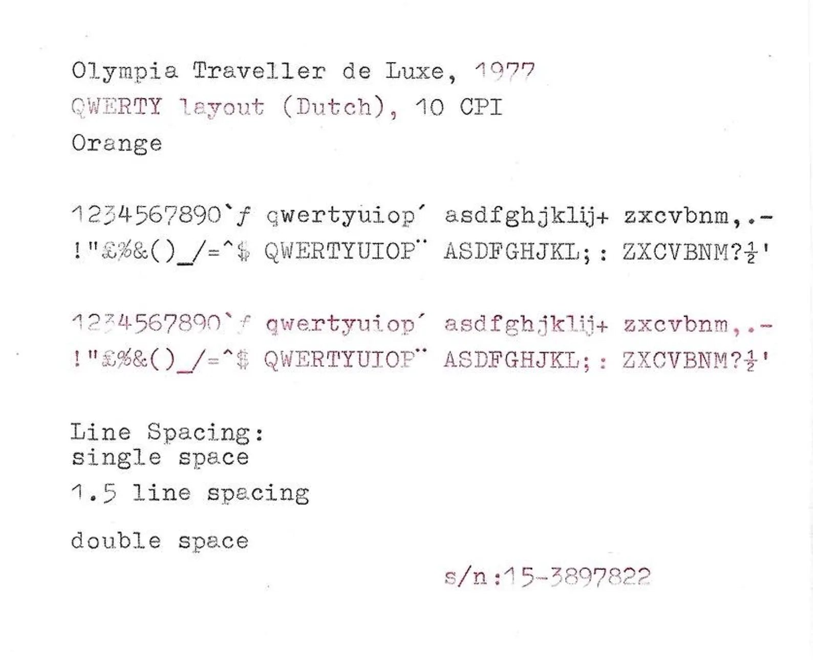 Olympia Traveller de Luxe Typewriter with Qwerty Layout, 1977, Orange, Fully Functional