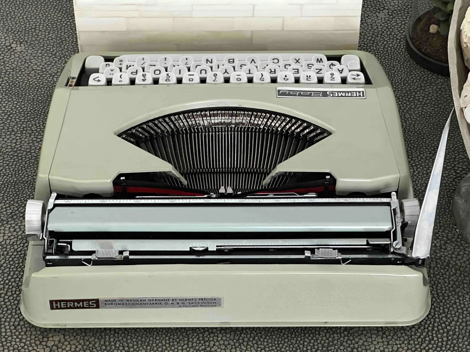 Hermes Baby Typewriter with Azerty Layout and Techno Pica Font, 1970, Fully Functional