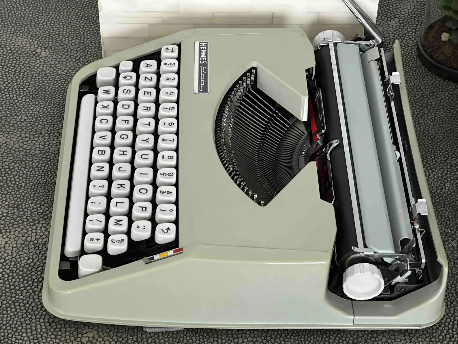 Hermes Baby Typewriter with Azerty Layout and Techno Pica Font, 1970, Fully Functional