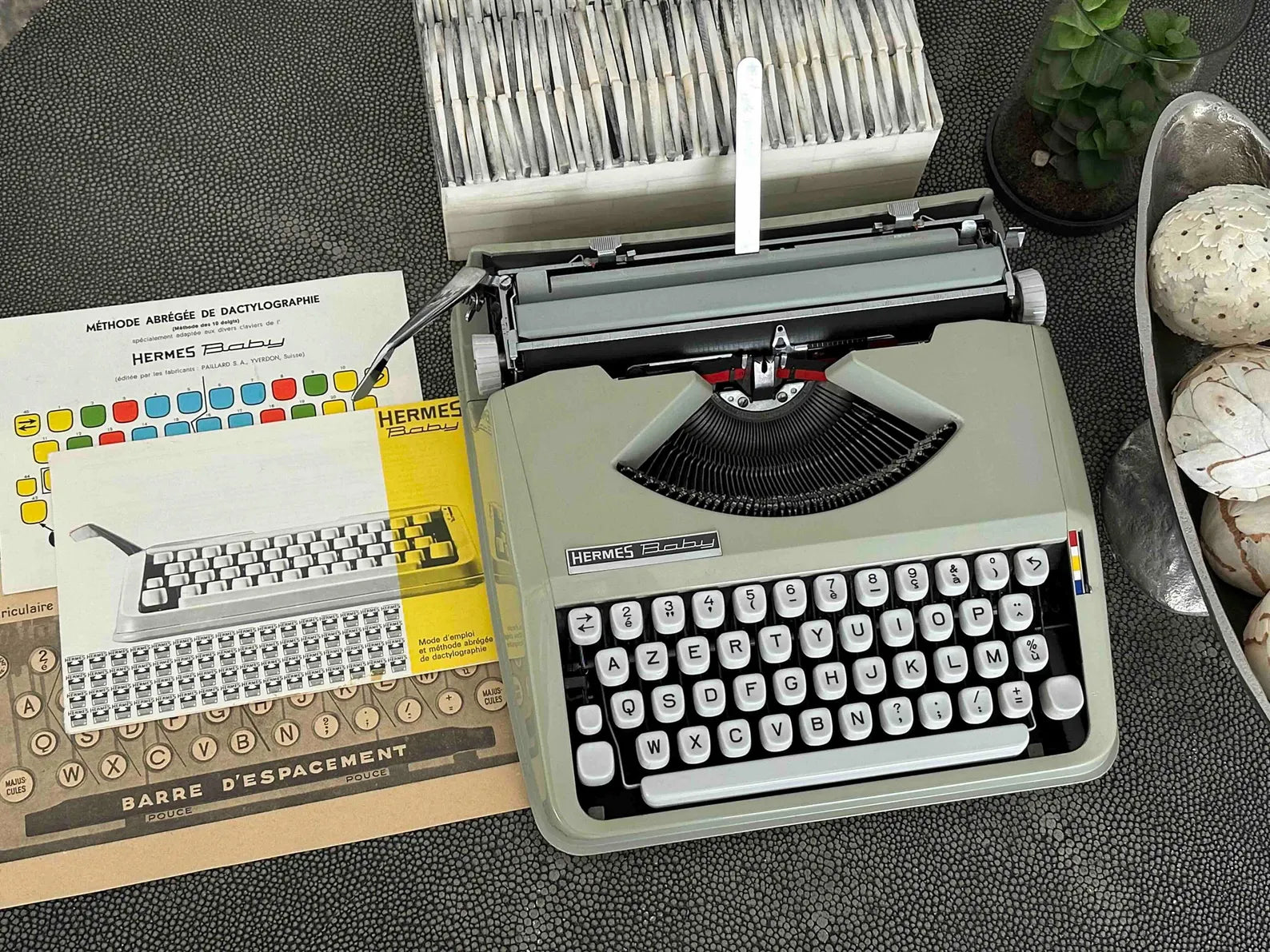 Hermes Baby Typewriter with Azerty Layout and Techno Pica Font, 1970, Fully Functional