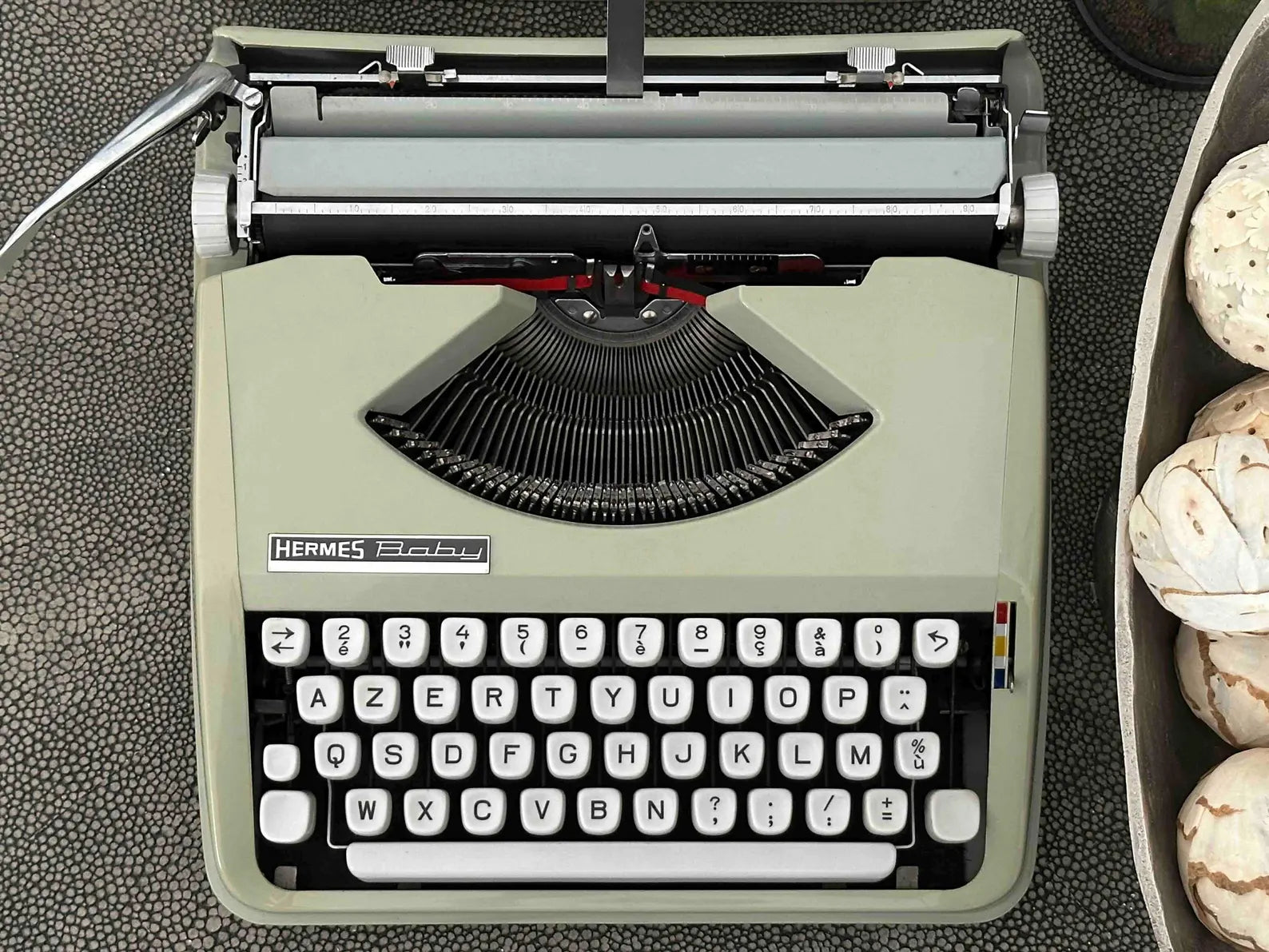 Hermes Baby Typewriter with Azerty Layout and Techno Pica Font, 1970, Fully Functional
