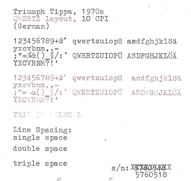 Triumph Tippa Typewriter with Qwertz Layout, 1970s, Made in Germany